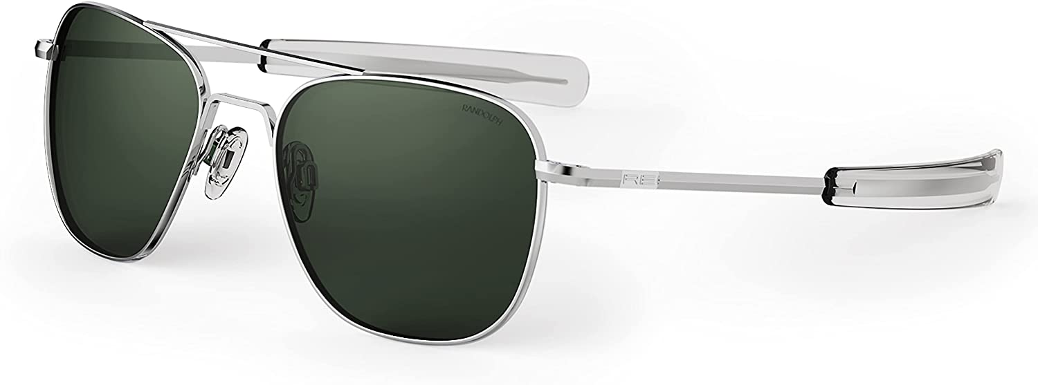 نظارة Randolph Matte Chrome Classic Aviator Sunglasses